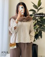 شومیز مانتویی مدل آنا لینن ژاکارد کد 1056 - تصویر 6