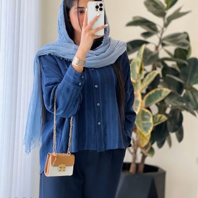شومیز مانتویی مدل آنا لینن ژاکارد کد 1056