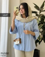 شومیز مانتویی پنبه جنس لینن پنبه کد 1078 - تصویر 2