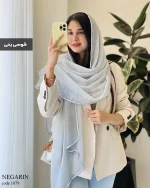 شال نگارین جنس حریر کبریتی کد 1079 - تصویر 9