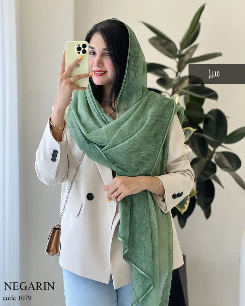 شال نگارین جنس حریر کبریتی کد 1079 - تصویر 4