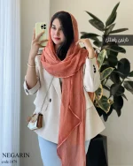 شال نگارین جنس حریر کبریتی کد 1079 - تصویر 6