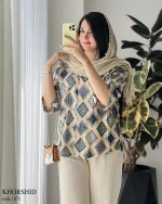 حراج مدل خورشید جنس لینن کوک دوزی کد 1071 - تصویر 2