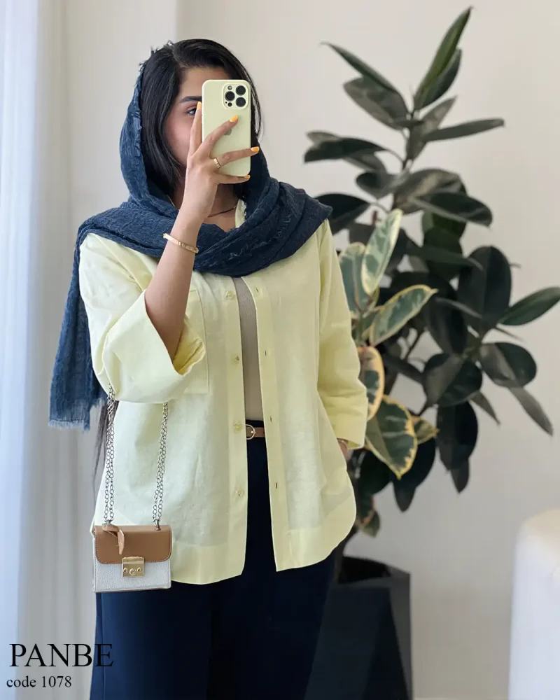 شومیز مانتویی پنبه جنس لینن پنبه  کد 1078 - تصویر 11