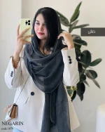 شال نگارین جنس حریر کبریتی کد 1079 - تصویر 5