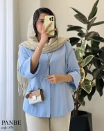 شومیز مانتویی پنبه جنس لینن پنبه کد 1078 - تصویر 10