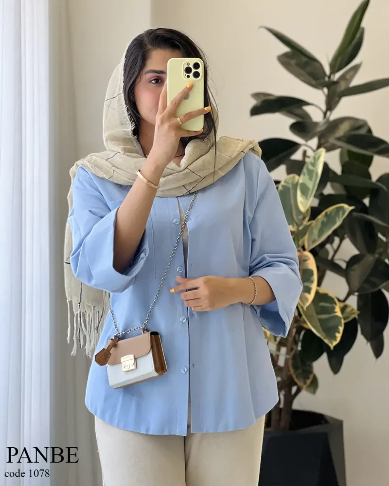 شومیز مانتویی پنبه جنس لینن پنبه  کد 1078 - تصویر 10