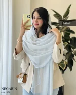 شال نگارین جنس حریر کبریتی کد 1079 - تصویر 3