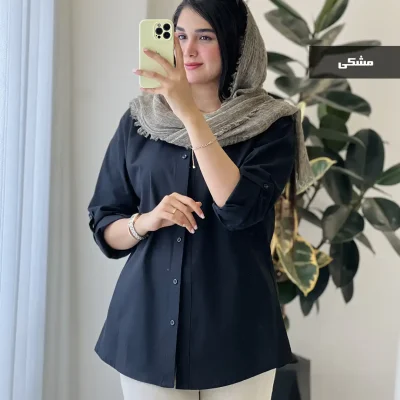 شومیز مانتویی مدل آساره جنس لینن پنبه کد 1070