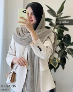 شال نگارین جنس حریر کبریتی کد 1079 - تصویر 2