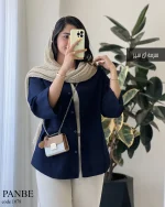 شومیز مانتویی پنبه جنس لینن پنبه کد 1078 - تصویر 6