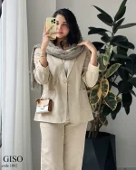 کت و شلوار گیسو جنس لینن نچرال کد 1082 - تصویر 5