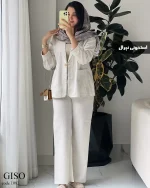 کت و شلوار گیسو جنس لینن نچرال کد 1082 - تصویر 4