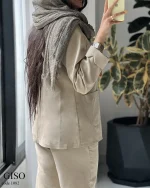 کت و شلوار گیسو جنس لینن نچرال کد 1082 - تصویر 9