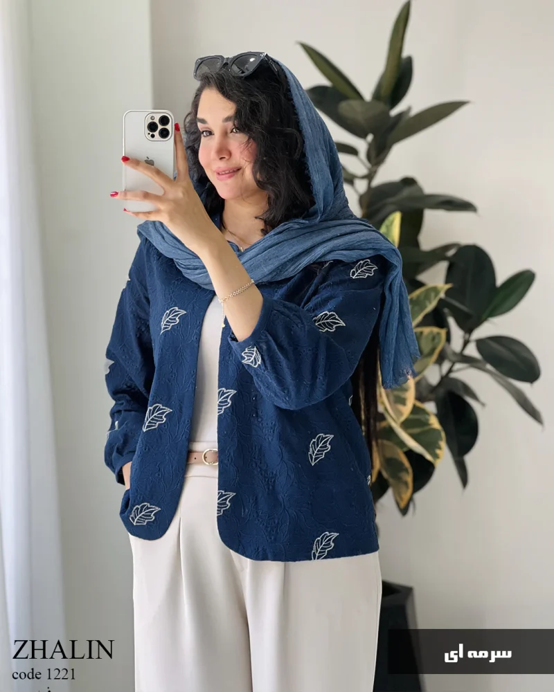 کت مدل ژالین جنس لینن ترک سوزن دوزی شده کد 1221 - تصویر 4