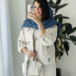 کت مدل ژالین جنس لینن ترک سوزن دوزی شده کد 1221
