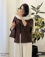 کت پاییزه دلارام جنس مخمل کبریتی کد 1116 - تصویر 7