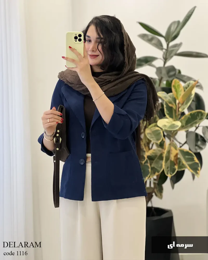 کت پاییزه دلارام جنس مخمل کبریتی کد 1116 - تصویر 9