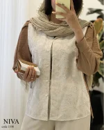 شومیز مانتویی مدل نیوا جنس لینن سوزن دوزی کد 1108 - تصویر 3