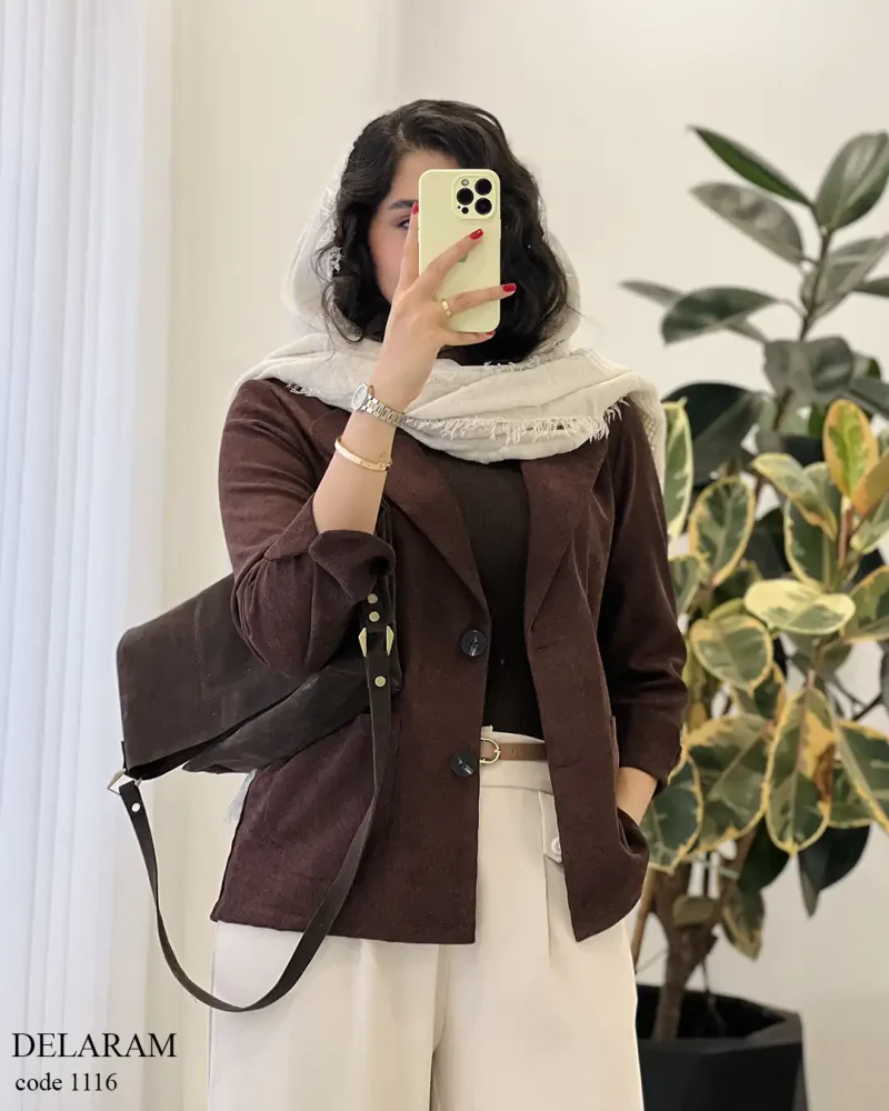 کت پاییزه دلارام جنس مخمل کبریتی کد 1116 - تصویر 6