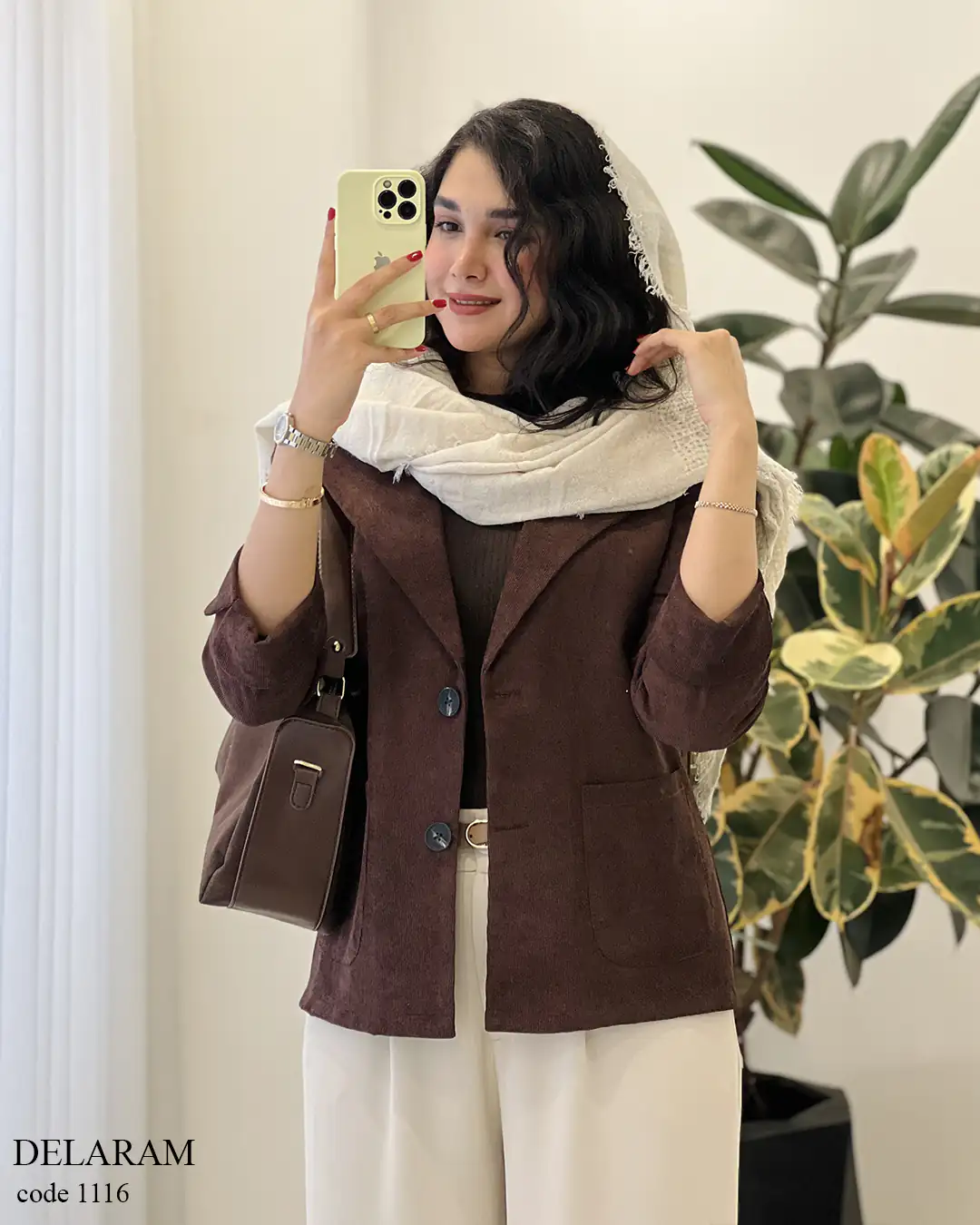 211515 کت پاییزه دلارام جنس مخمل کبریتی کد 1116 - تصویر 1