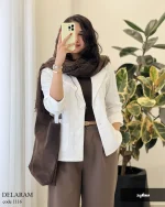 کت پاییزه دلارام جنس مخمل کبریتی کد 1116 - تصویر 2