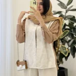 شومیز مانتویی مدل نیوا جنس لینن سوزن دوزی کد 1108