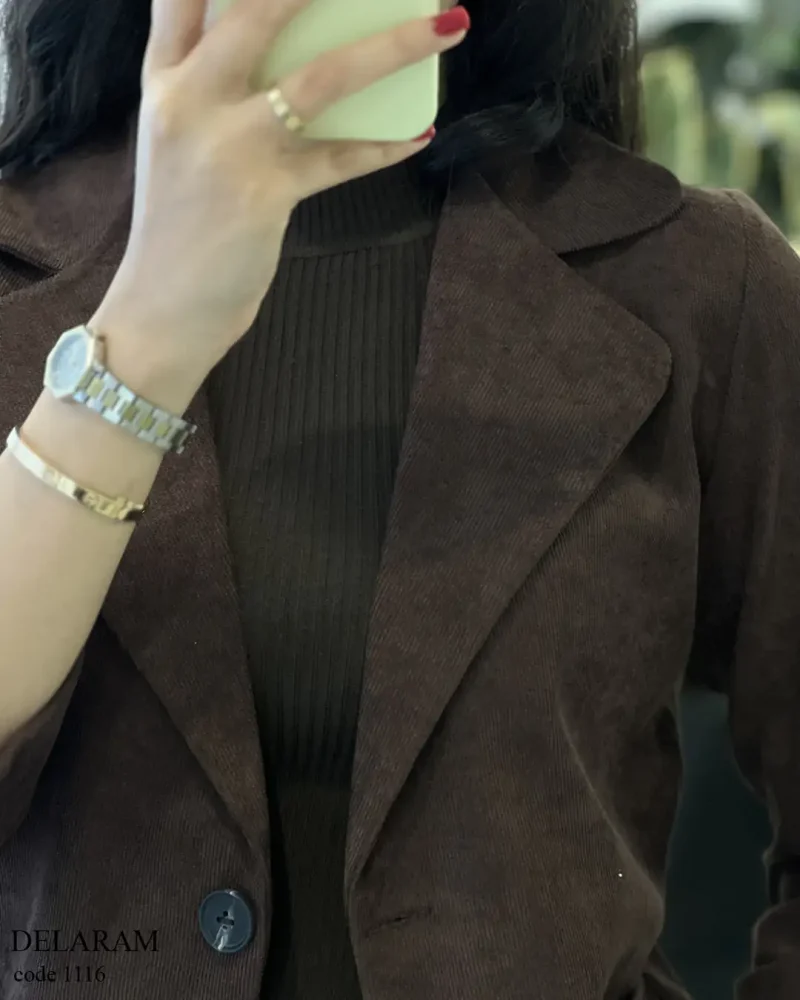 کت پاییزه دلارام جنس مخمل کبریتی کد 1116 - تصویر 10