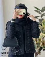 پالتو کتی مدل گلی جنس فوتر موهر ترک کد 1137 - تصویر 8