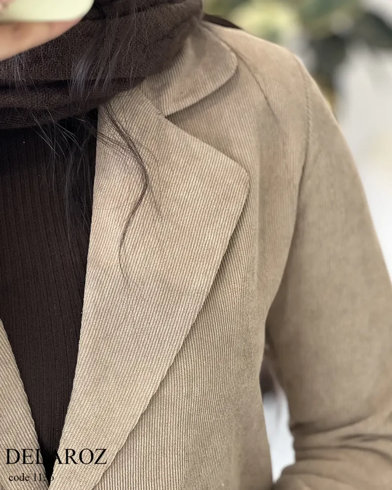 کت پاییزه دلارز جنس مخمل کبریتی کد 1136 - تصویر 7