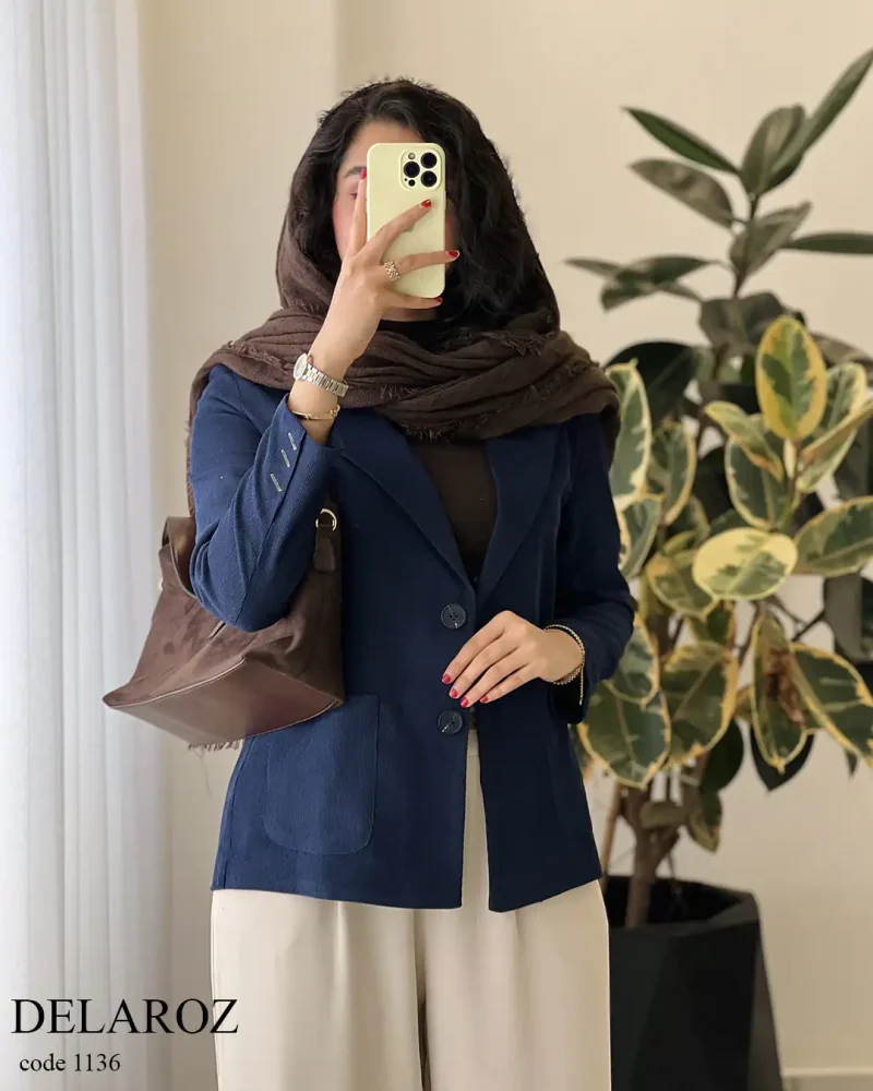 کت پاییزه دلارز جنس مخمل کبریتی کد 1136 - تصویر 10