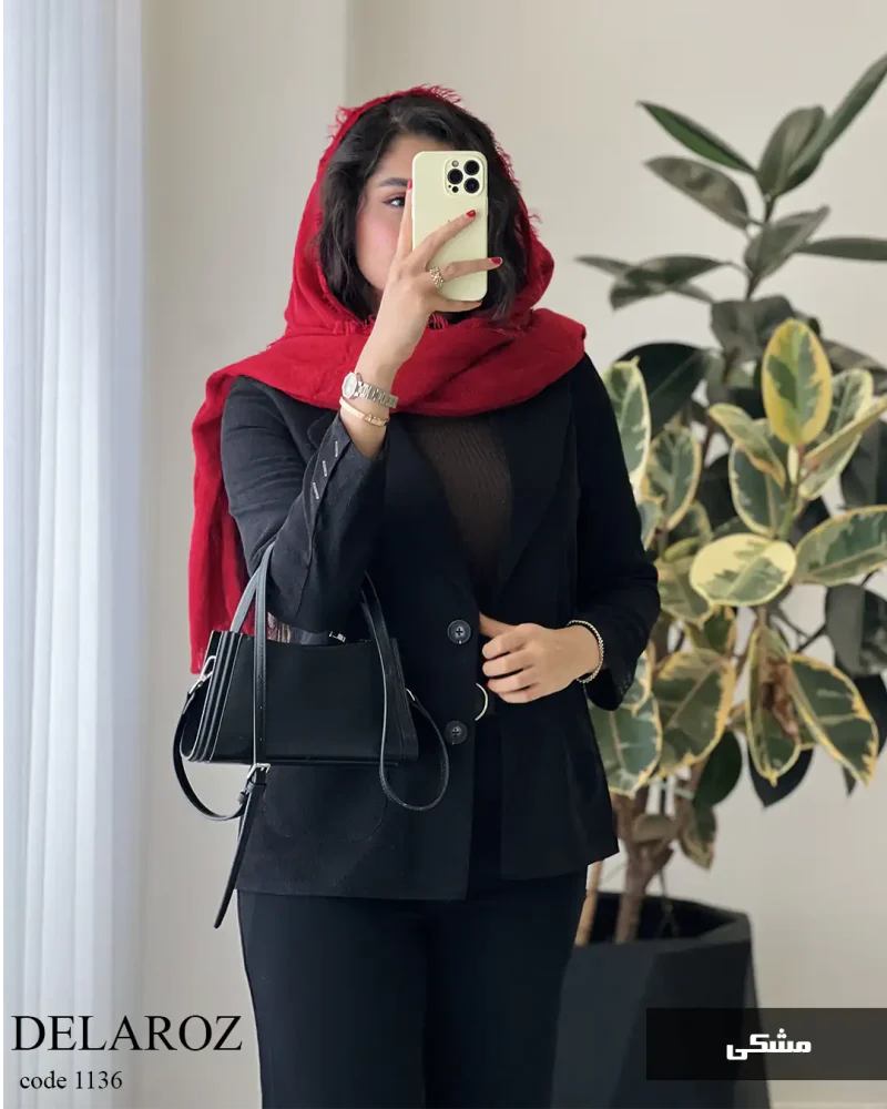 کت پاییزه دلارز جنس مخمل کبریتی کد 1136 - تصویر 4