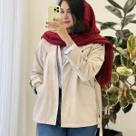 بارونی ذخترانه رنگ استخوانی جنس سانتانا