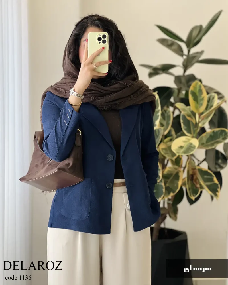 کت پاییزه دلارز جنس مخمل کبریتی کد 1136 - تصویر 2