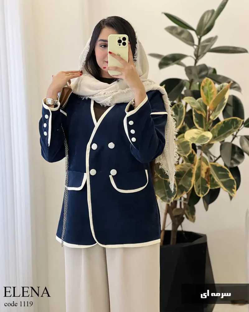 کت پاییزه النا جنس کتان ایشو کد 1119 - تصویر 3