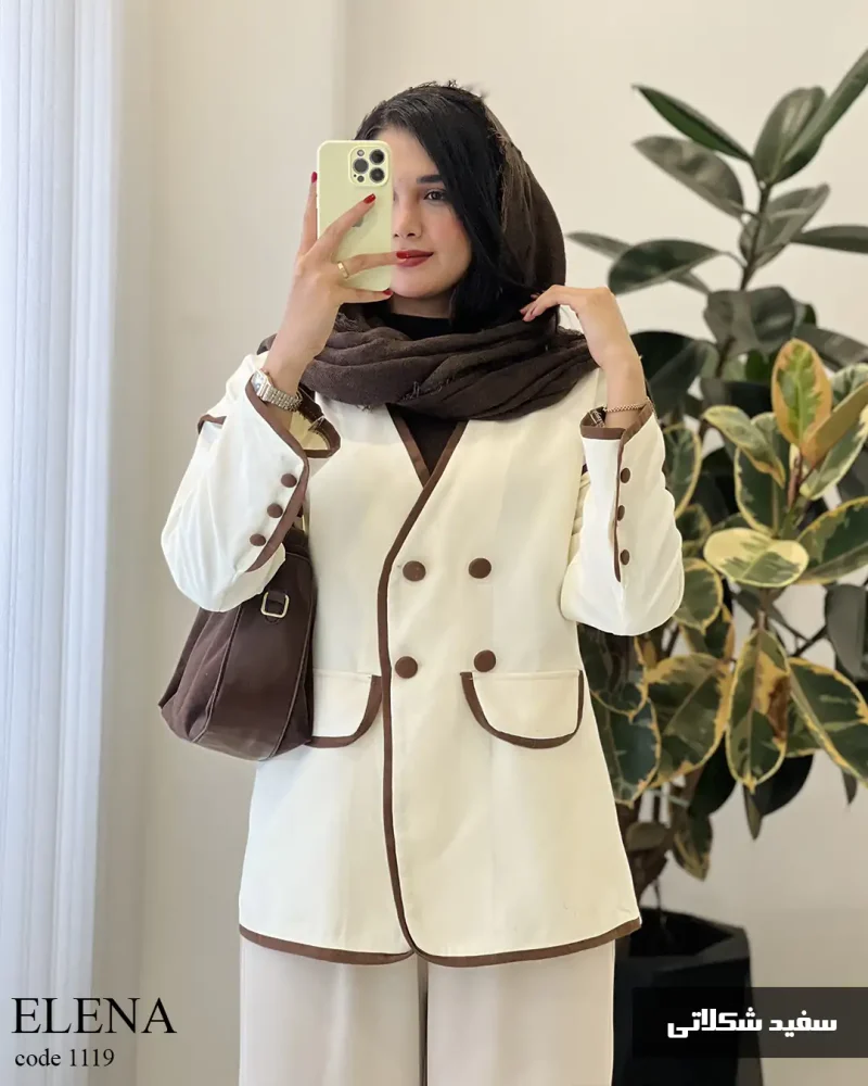 کت پاییزه النا جنس کتان ایشو کد 1119 - تصویر 5