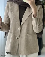 کت پاییزه دلارز جنس مخمل کبریتی کد 1136 - تصویر 9