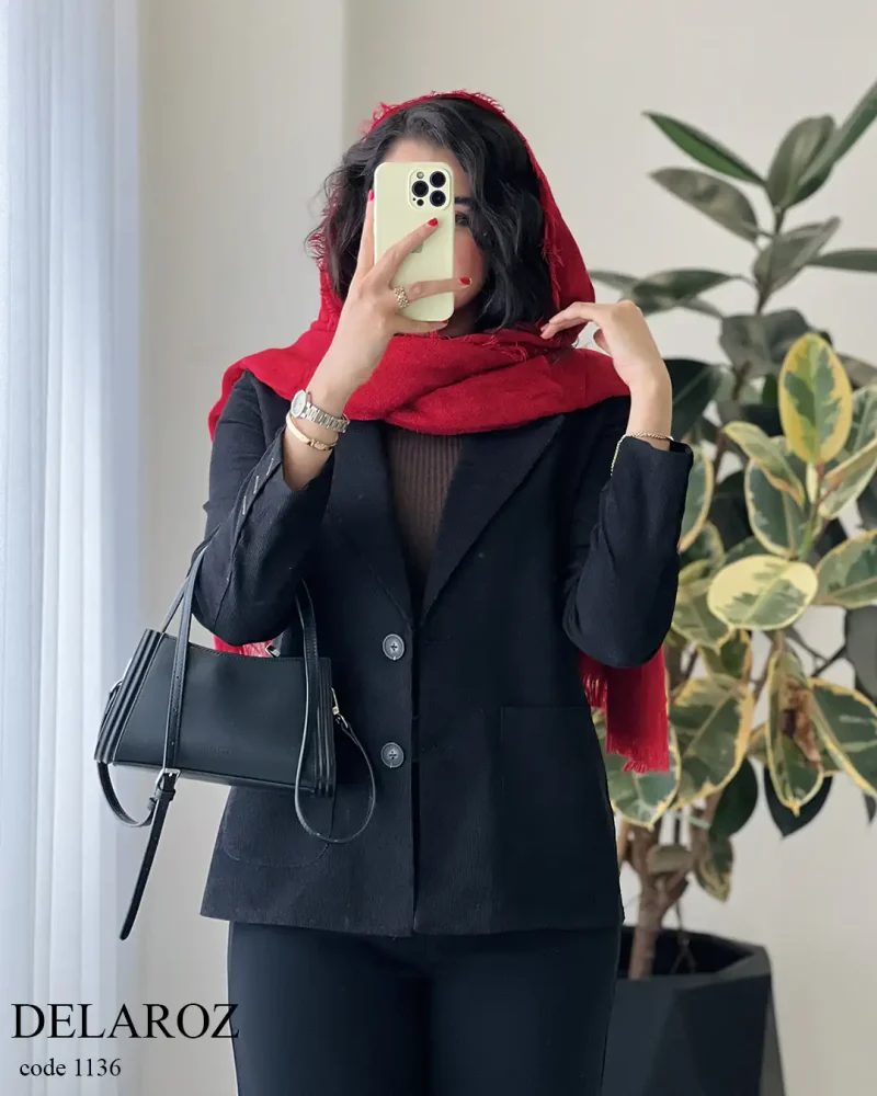 کت پاییزه دلارز جنس مخمل کبریتی کد 1136 - تصویر 5