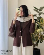 کت پاییزه دلارز جنس مخمل کبریتی کد 1136 - تصویر 6