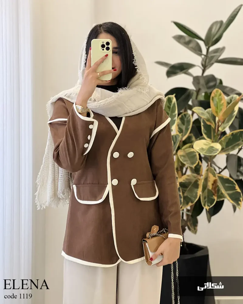 کت پاییزه النا جنس کتان ایشو کد 1119 - تصویر 6