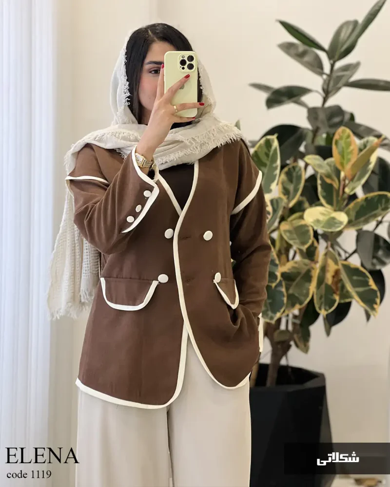 کت پاییزه النا جنس کتان ایشو کد 1119 - تصویر 7