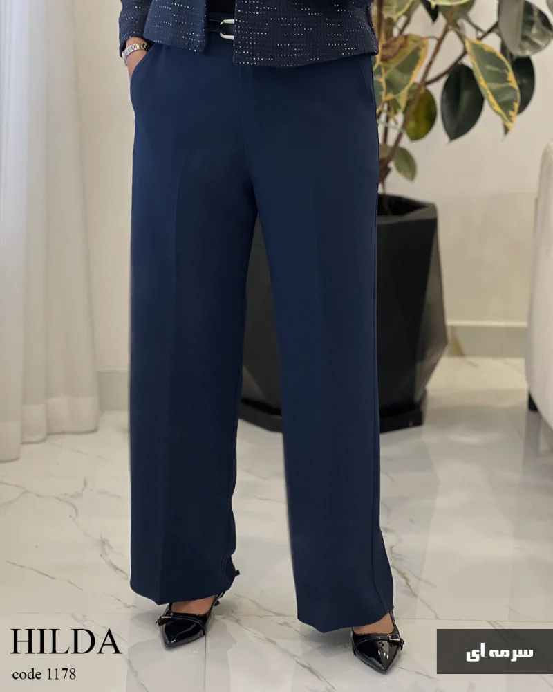 شلوار نیم بگ جنس کرپ مورگان کد 1178 - تصویر 2