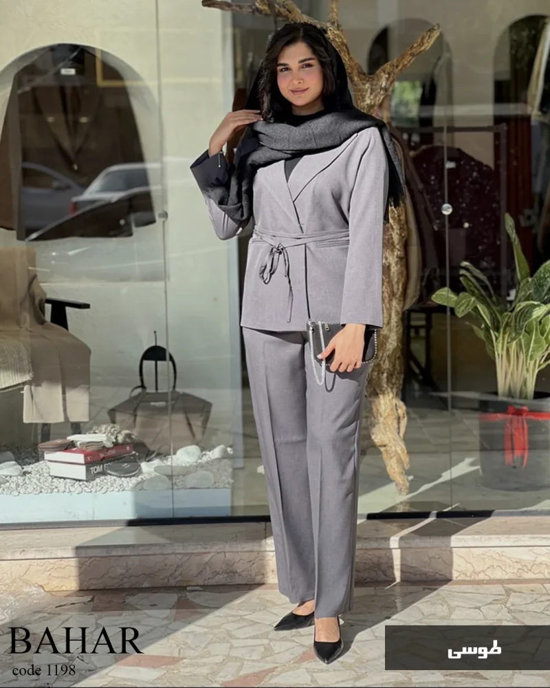 کت و شلوار مدل بهار جنس کرپ بزایاق ترک کد 1198 - تصویر 4