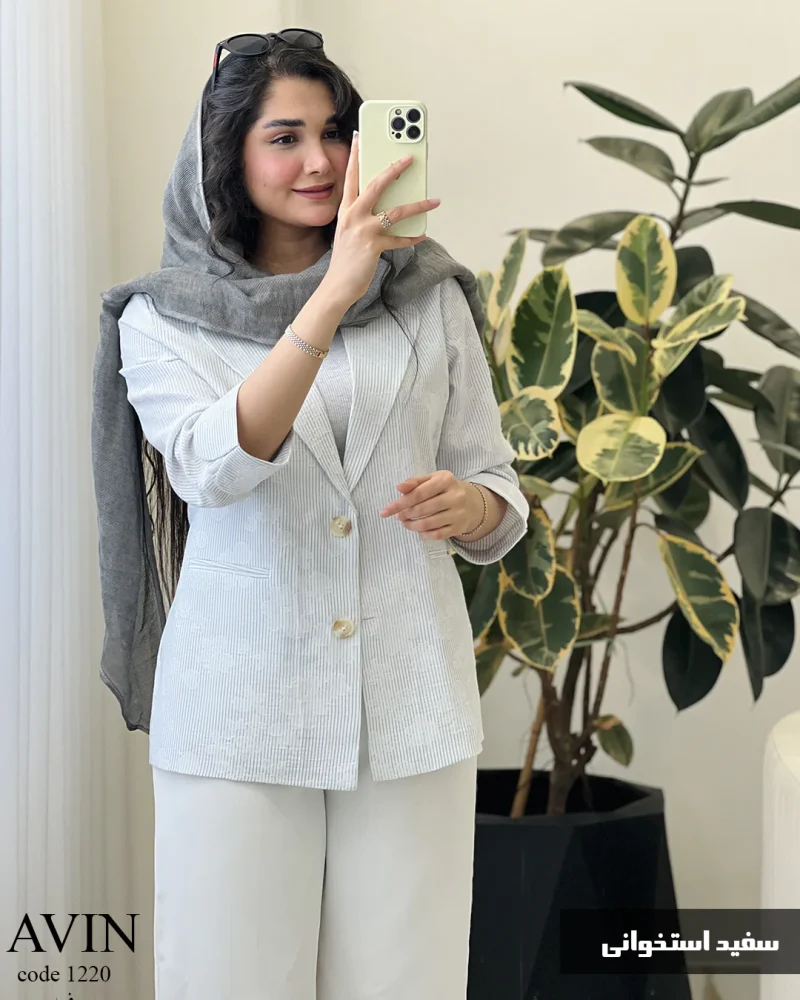 کت مدل آوین جنس لینن زارا کد 1220 - تصویر 3