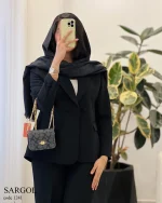 کت مدل سارگل جنس کرپ سان گرم بالا ترک کد 1241 - تصویر 11