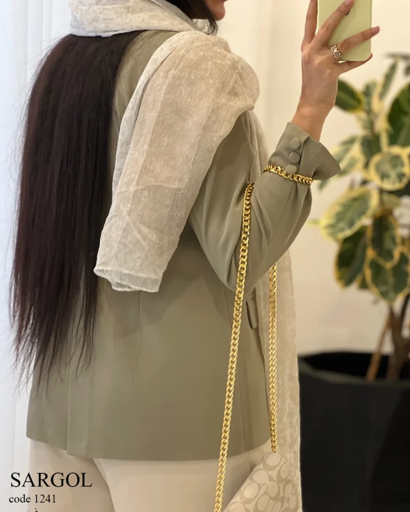 کت مدل سارگل جنس کرپ سان گرم بالا ترک کد 1241 - تصویر 6