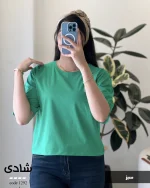 تیشرت کراپ دخترانه رنگ سبز