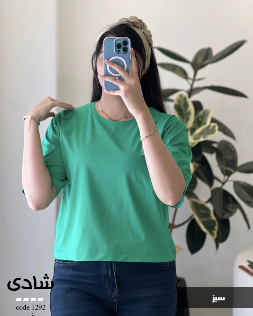 تیشرت کراپ دخترانه رنگ سبز