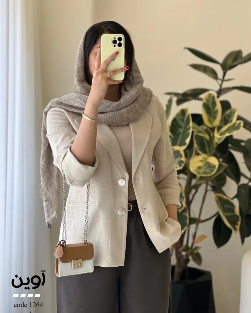 کت مدل آوین جنس لینن اسلپ ترک کد 1264 - تصویر 2