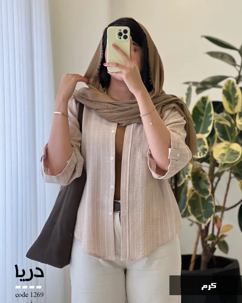 شومیز دریا جنس لینن لوک ترک کد 1269 - تصویر 6